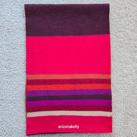Coldwater Creek Accessories - 100% Wool Scarf Felted Textured Segmented Colorful Boho Coldwater Creek